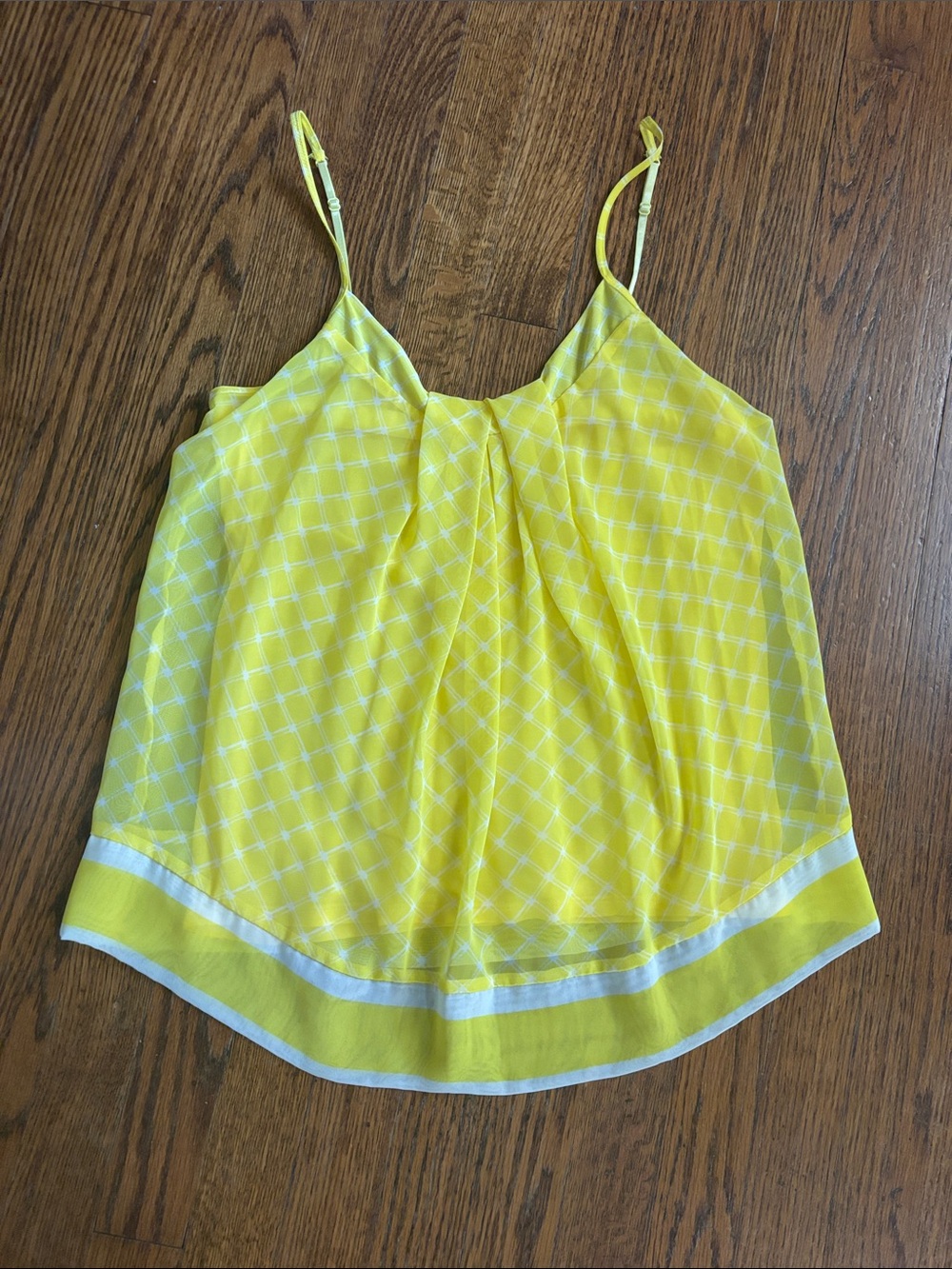 Bright Yellow Diamond-Print Adjustable Spaghetti-Strap Cami